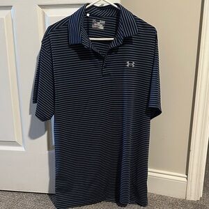 Under Armour Men’s Navy and White Striped Polo